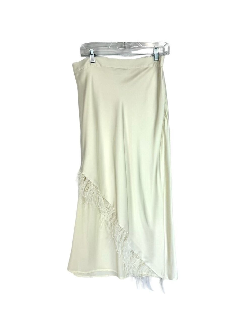 NWOT Hutch Skirt Satin Feather Embellished Creamy White Womens 12 Angelcore